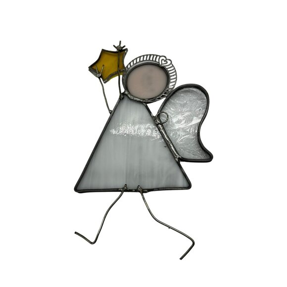 Leaded Stained Glass 7" Angel Fairy Star Suncatcher Christmas Holiday (Straight - Picture 2 of 3
